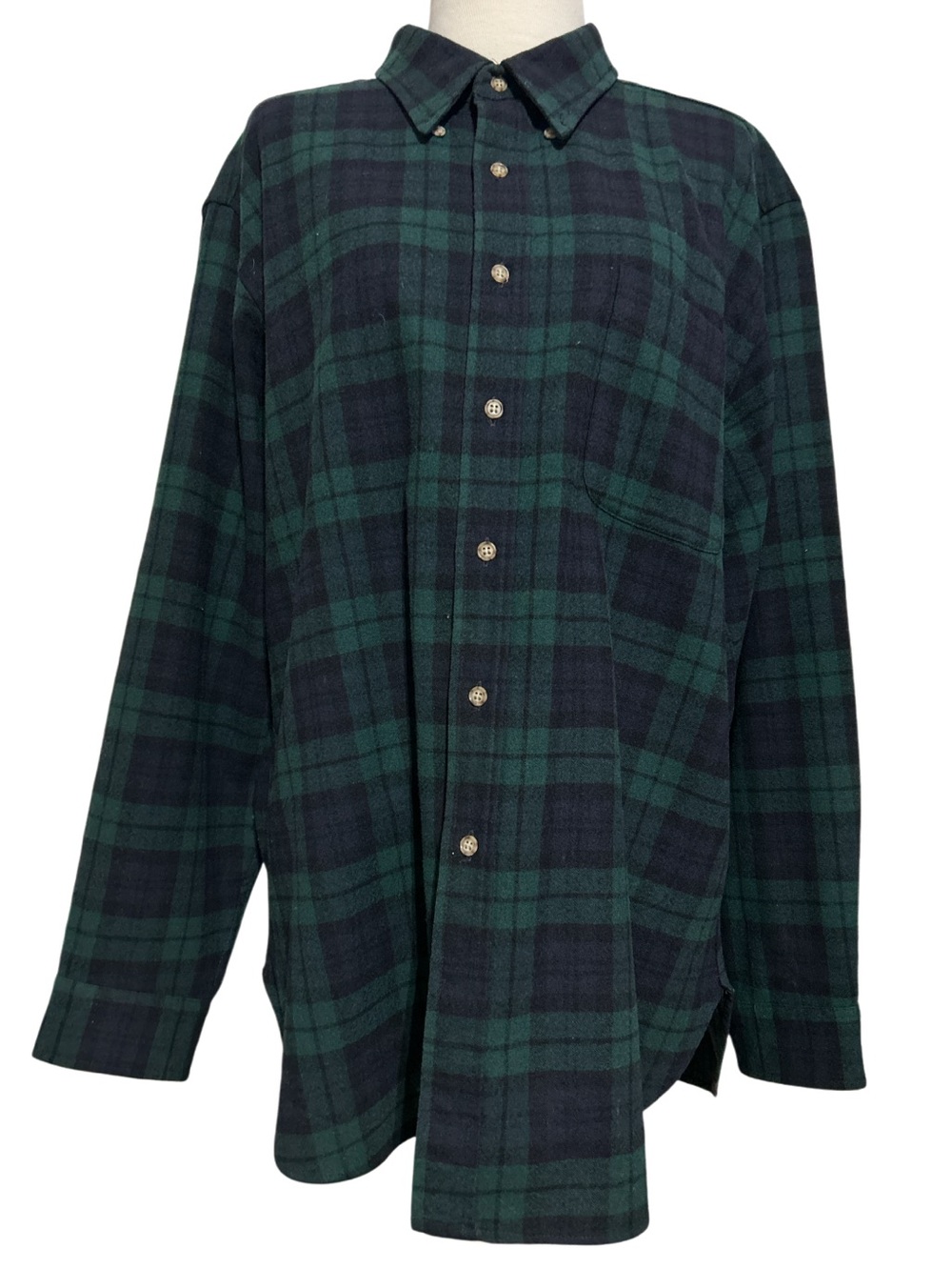 Mens PENDLETON Green Plaid Vintage Authentic Black Watch Tartan Shirt XL